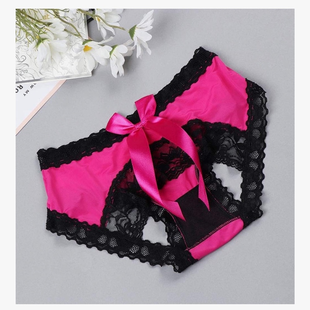 Chic Nation Fuchsia and Black Lace Panties